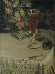 William J. Potter, Still Life, the Glass of Wine, Oil on Panel