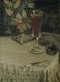William J. Potter, Still Life, the Glass of Wine, Oil on Panel