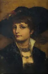 Wilhelm Menzler, Fashionable Young Woman, 1878, Oil on Panel