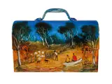 Miners Crib Tin by Pro Hart, Oil on Tin, sold Nov 2019