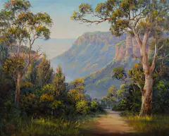 West from Narrow Neck by John Bradley, Oil on Canvas Board, sold Sep 2019
