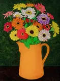 Geoff Jones, Still Life in Orange Jug, 1976, Oil on Glass
