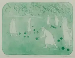 Robert Dickerson, The Women Bowlers, Aquatint 10/25