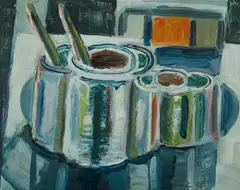 Simon Blau, Paint Pots, 1988, Oil on Canvas