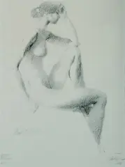 Pensive Nude by Charles Billich, 1981, Hand signed in pencil by the artist, offered Sep 2019