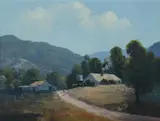 Christine Huber, Road to a Farmhouse, Oil on Canvas on Board