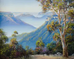 Jamison Valley Mists by John Bradley, Oil on Canvas on Board, sold Sep 2019