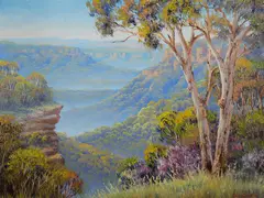 Spring Morning, Wentworth Falls by John Bradley, Oil on Canvas on Board, sold Sep 2019