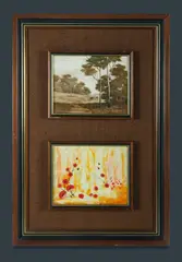 Michael John Taylor, Two Small Works. Cattle Grazing, oil on board; & Poppies, mixed media