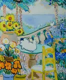 Eva Hannah, Coastal View from a Balcony, 1992, Acrylic on Paper