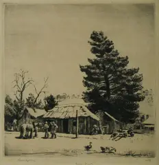 Lionel Lindsay, Bush Smithy [Carcoar], 1925, Drypoint 39/45