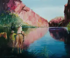 Keith Naughton, Lawn Hill Creek, North Queensland, Oil on Board