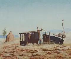 Clif Peir, Derelicts,' Arltunga Ghost Town, NT, Oil on Board