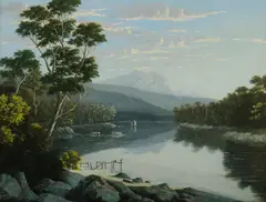 John Stirling Moore, Port Fredrick, Holland's Repulse in the Distance, Tasmania, 1885, Oil on Canvas