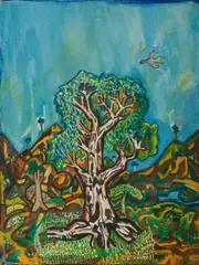Trevor Nickolls, Dreamtime Landscape, 1977, Acrylic on Canvas