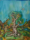 Trevor Nickolls, Dreamtime Landscape, 1977, Acrylic on Canvas
