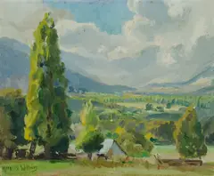 Marjery Withers, Australian Pastoral View, Oil on Canvas on Board