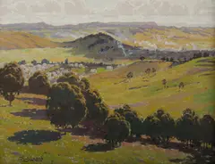 Looking Over Lismore by Percy Lindsay, Oil on Board, sold Jul 2019