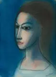 Robert Dickerson, Profile in Blue, Pastel