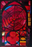 Stained Glass Window & Lit Candle, Cathedral series by Charles Blackman, Oil on Board, sold Jul 2019