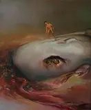 James Timothy Gleeson, Figure in a Psychoscape, Oil on Board