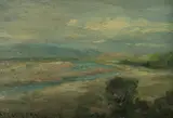 Ethel Carrick, River Landscape. Incised signature 'Carrick Fox' lower left