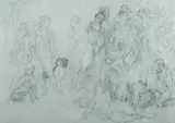 Study for 'The Two Dianas by Norman Lindsay, Pencil, sold Jul 2019