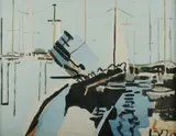 Carl Plate, Souvenir H [Mooring], 1970, Acrylic on Canvas on Board