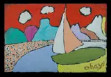 Untitled (Yacht & Red Sky) by Malcolm de Chazal, Gouache, sold Jul 2019
