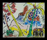 Malcolm de Chazal, Untitled (Palms & Mountain)