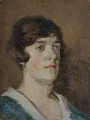 Enid [Dickson, Artist] by Elaine Coghlan, Oil on Canvas on Board, sold Jul 2019
