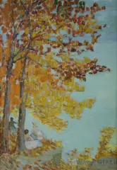 Portia Geach, Autumn Idyll, Cremorne Point, Oil on Board