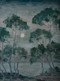 Portia Geach, Moonrise, likely Mosman Bay, Oil on Canvas on Board