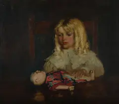 Elsie Barlow, Girl with Her Doll, Oil on Canvas