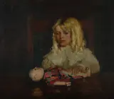 Elsie Barlow, Girl with Her Doll, Oil on Canvas