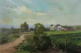 Annie E Potter, Australian Farm Scene, Oil on Canvas