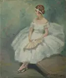 Elaine Coghlan, Ballerina with Fan, Oil on Canvas