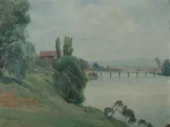 John Barclay Godson, Old Fig Tree Bridge, Lane Cove, Sydney, Oil on Board