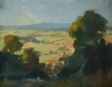 James P Quinn, View of Heidelberg, Oil on Canvas Board