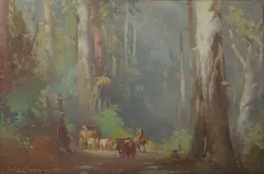 Through the Forest, Fernshaw, Victoria, Australia by Robert Taylor-Ghee, 1908, Oil on Board, sold Jul 2019