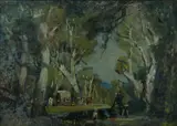 Robert Taylor-Ghee, Australian Bush Camp, c, 1910, Oil on Board