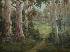 John S Watkins, Gums at Pymble, Oil on Panel