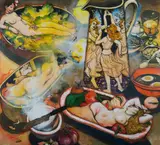 Fred Cress, The Master's Table,' 2002. Australian Galleries label verso, Acrylic on Canvas