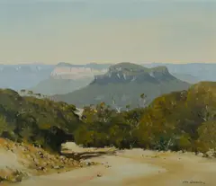 The Blue Mountains from Narrow Neck Ridge Road by Les Graham, Oil on Canvas on Board, sold Jul 2019