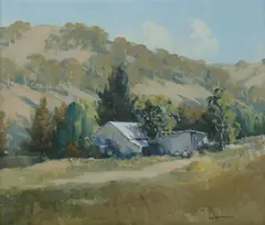 The Miner's Cottage by Les Graham, Oil on Canvas on Board, sold Jul 2019