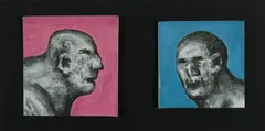 Head Studies (2) by Peter Booth, Charcoal & Pastel, sold Jul 2019