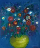 Genevieve De Couvreur, Still Life, Yellow Vase, Oil on Canvas