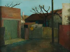 Paul Haefliger, Sydney Street Scene, likely Paddington, 1950, Oil on Board