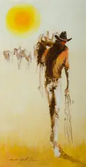 Keith Naughton, Ringer at Cloncurry, Oil on Board