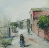 Eileen Berndt, French Village, 1935, Mixed Media on Paper